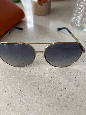 Tory Burch TY6072 Womens Aviator Sunglasses Gold Blue Gradient 62mm NEW WOT